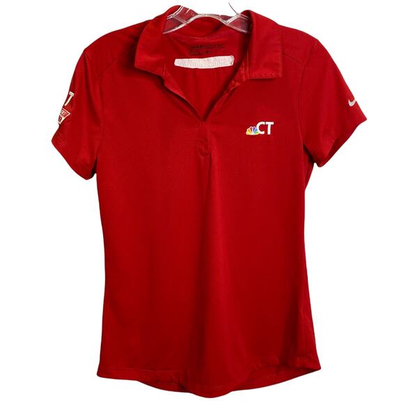 Nike Golf Women's Polo Shirt Dri-Fit Red Short Sleeve NBC Connecticut Logo Sz S - Picture 1 of 10